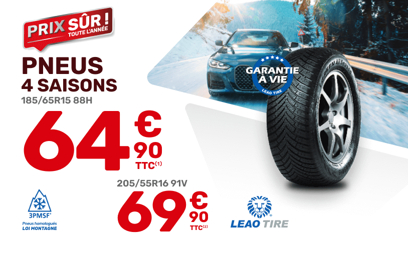 Promo pneus 4 saisons LEAO à partir de 64€90 !