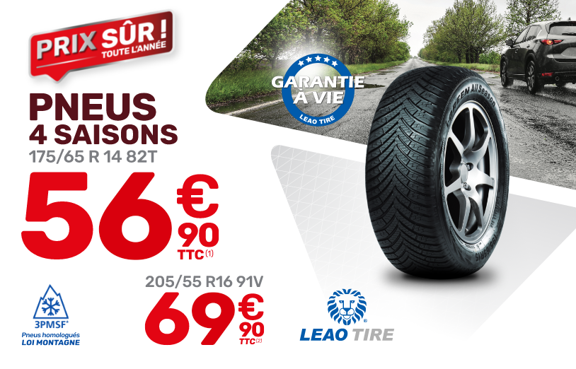 Promo pneus 4 saisons LEAO à partir de 56€90 !